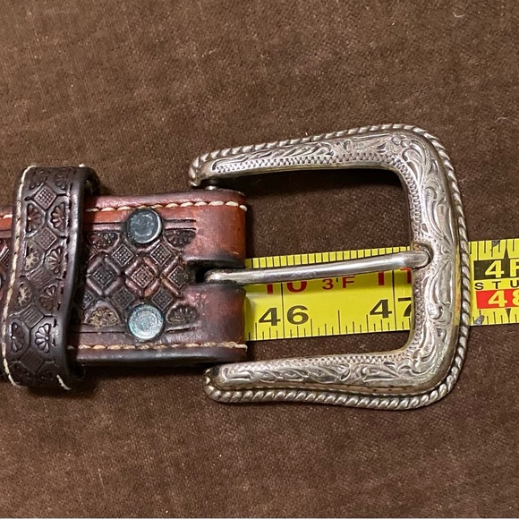 Nocona Hand Tooled Leather Belt SIZE 38 - Picture 6 of 6